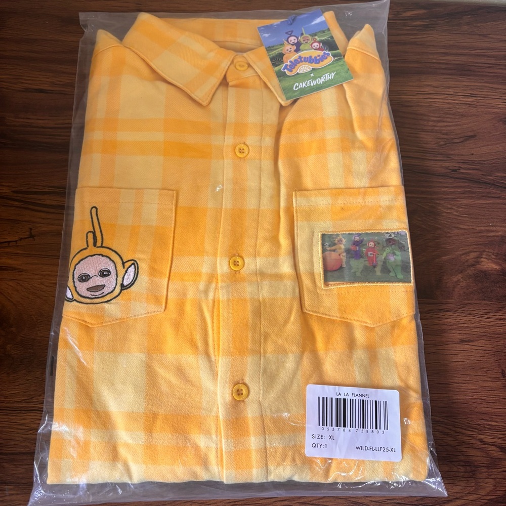 Cakeworthy Teletubbies Laa-Laa Flannel XL NWT Unisex - Limited Edition